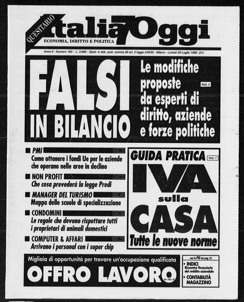 Italia oggi : quotidiano di economia finanza e politica